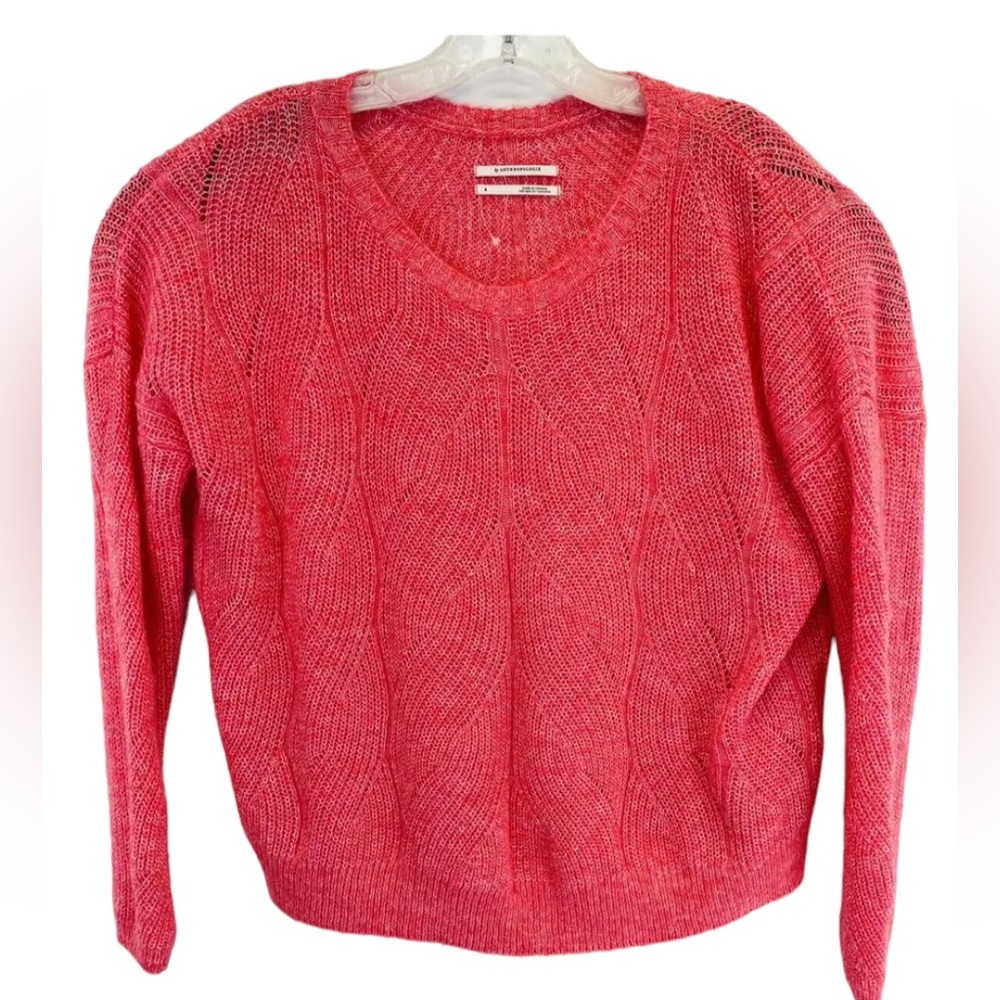 Anthropology Womens Small Coral Colored Wool Blend Pullover Sweater (Z28) NW/OTs